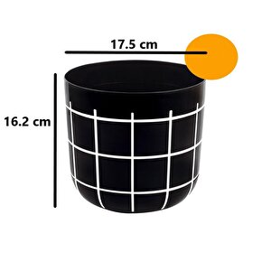 Krs-212 Dekoratif Karo Desenli Saksı 2.8 Litre No 2 Siyah