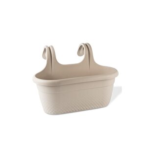 Krs-350 Dekoratif Plastik İnci Askılı Balkon Saksı 6.2 Litre Bej