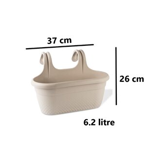 Krs-350 Dekoratif Plastik İnci Askılı Balkon Saksı 6.2 Litre Bej