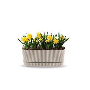 Krs-246 Pera Uzun Dekoratif Balkon Saksı 3 Litre No 2 Bej