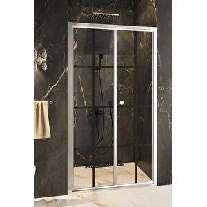 Acordion Temperli 4 Mm Ön Cephe Katlanır Cam Duşakabin Krom Profil Siyah Karolaj Cam 79 cm