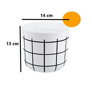 Krs-211 Dekoratif Karo Desenli Saksı 1.4 Litre No 1 Beyaz