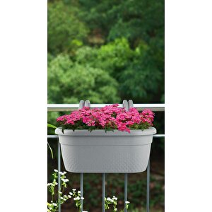 Krs-350 Dekoratif Plastik İnci Askılı Balkon Saksı 6.2 Litre Gri