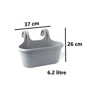 Krs-350 Dekoratif Plastik İnci Askılı Balkon Saksı 6.2 Litre Gri