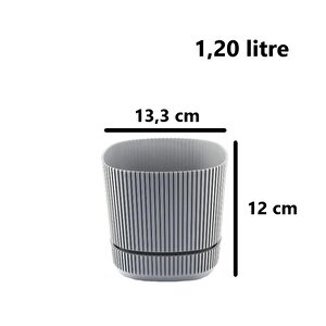 Krs-242 Pera Kare Dekoratif Kaktus Sukulent Saksı 1,20 Litre No 2 Gri