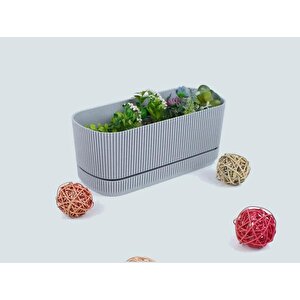 Krs-246 Pera Uzun Dekoratif Balkon Saksı 3 Litre No 2 Gri