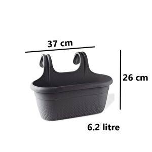 Krs-350 Dekoratif Plastik İnci Askılı Balkon Saksı 6.2 Litre Antrasit