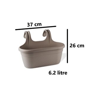 Krs-350 Dekoratif Plastik İnci Askılı Balkon Saksı 6.2 Litre Kahverengi