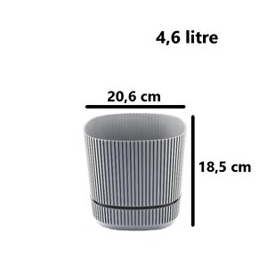 Krs-244 Pera Kare Dekoratif Kaktus Sukulent Saksı 4,6 Litre No 4 Gri