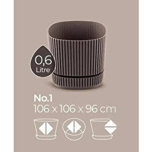 Krs-241 Pera Kare Dekoratif Kaktus Sukulent Saksı 0,60 Litre No 1 Kahverengi