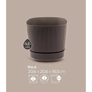 Krs-244 Pera Kare Dekoratif Kaktus Sukulent Saksı 4,6 Litre No 4 Kahverengi