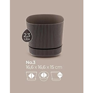 Krs-243 Pera Kare Dekoratif Kaktus Sukulent Saksı 2,3 Litre No 3 Kahverengi