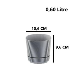 Krs-241 Pera Kare Dekoratif Kaktus Sukulent Saksı 0,60 Litre No 1 Gri