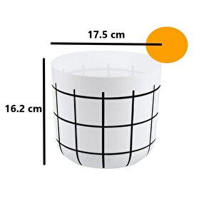 Krs-212 Dekoratif Karo Desenli Saksı 2.8 Litre No 2 Beyaz