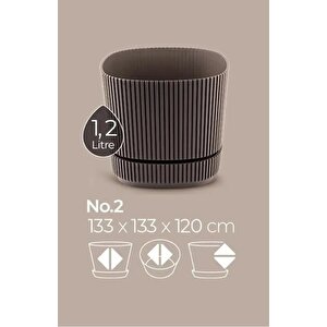 Krs-242 Pera Kare Dekoratif Kaktus Sukulent Saksı 1,20 Litre No 2 Kahverengi