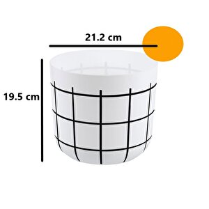 Krs-213 Dekoratif Karo Desenli Saksı 4.8 Litre No 3 Beyaz