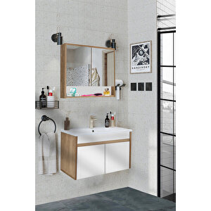 Seren-b-ea 80 Cm Seramik Lavabolu Banyo Dolabı Takımı