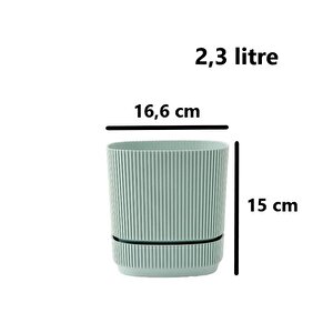 Krs-243 Pera Kare Dekoratif Kaktus Sukulent Saksı 2,3 Litre No 3 Yeşil