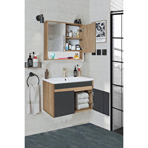 Seren-a-ea 80 Cm Seramik Lavabolu Banyo Dolabı Takımı