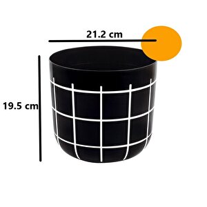 Krs-213 Dekoratif Karo Desenli Saksı 4.8 Litre No 3 Siyah