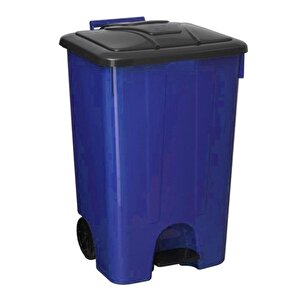 Sy-4265 Mavi 85 Lt Köşeli Pedallı Tekerlekli Çöp Kovası