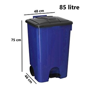 Sy-4265 Mavi 85 Lt Köşeli Pedallı Tekerlekli Çöp Kovası