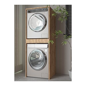 Banyo Dolabı Çamaşır Ve Kurutma Makinesi Dolabı Çekmeceli Ahşap