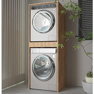 Banyo Dolabı Çamaşır Ve Kurutma Makinesi Dolabı Çekmeceli Ahşap