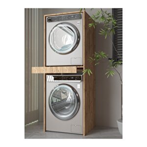 Banyo Dolabı Çamaşır Ve Kurutma Makinesi Dolabı Çekmeceli Ahşap