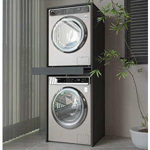 Banyo Dolabı Çamaşır Ve Kurutma Makinesi Dolabı Çekmeceli Antrasit