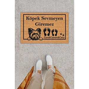 Kişiye Özel Üretim Köpek Sevmeyen Giremez Yazılı Kapı Önü Paspası Kahverengi