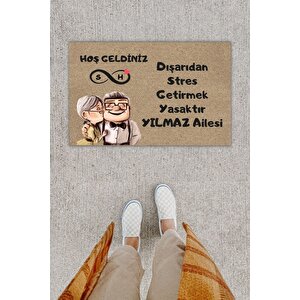 Kişiye Özel Üretim Dışarıdan Stres Getirmek Yasaktır S&h Yazılı Kapı Önü Paspası Kahverengi