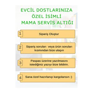 Kedinize Özel Isimli Mama Altlığı Mama Servis Kahverengi