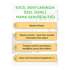 Kedinize Özel Isimli Mama Altlığı Mama Servis Kahverengi