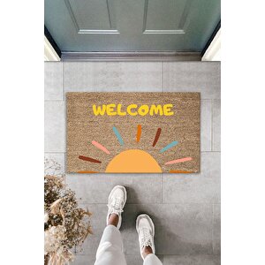 Güneşli Welcome Dekoratif Iç Ve Dış Kapı Önü Paspası 70x45 Cm Kahverengi