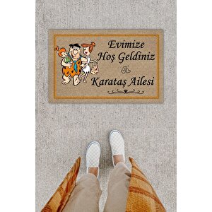 Kişiye Özel Üretim Evimize Hoş Geldiniz Çakmaktaşlar Kapı Önü Paspası Kahverengi