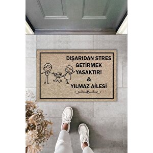Kişiye Özel Tasarım Paspas Modern Dijital Baskı 70x45 Cm - Çok Amaçlı Kapı Önü Paspası Kahverengi