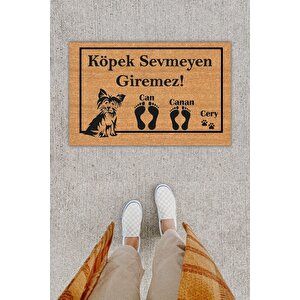 Kişiye Özel Üretim Sevimli Köpek Kapı Önü Paspası Kahverengi