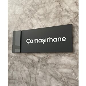 Klasik Seri Mat Antrasit Çamaşırhane Kapı İsimliği