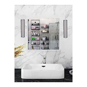 2 Aynalı Stil Banyo Lavabo Dolabı Beyaz