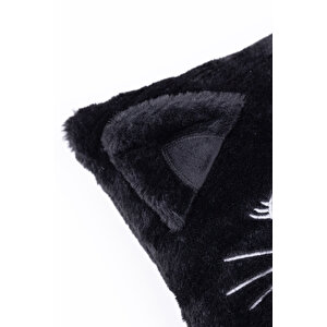 Peluş Kedi Yastık 35cm Siyah