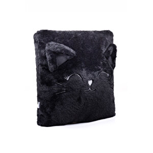 Ecrou Peluş Kedi Yastık 35cm Siyah