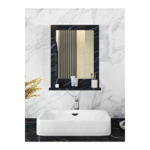 Teknor Safir Stil 60x45 Siyah Raflı Banyo Aynası
