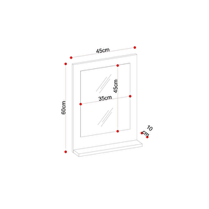Teknor Safir Stil 60x45 Siyah Raflı Banyo Aynası