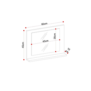 Teknor Yakut Stil 60x45 Atlantik Çam Raflı Banyo Aynası