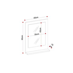 Teknor Safir Stil 60x45 Beyaz Raflı Banyo Aynası