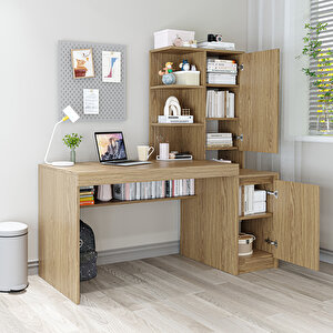 Roomart Nora Rafli Çalişma Masasi , Çalişma Ofi̇s Masasi Sağ Dolapli, Bi̇lgi̇sayar Masasi Kli̇mt
