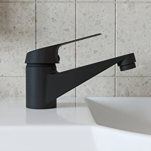 Bt101 Siyah Kısa Lavabo Bataryası , Sifon Hediyeli