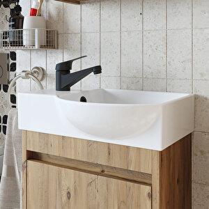 Bt101 Siyah Kısa Lavabo Bataryası , Sifon Hediyeli