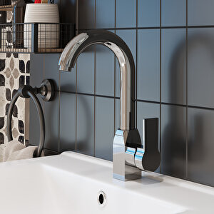Bt106 Kromlu Kısa Kuğu Lavabo Bataryası, Sifon Hediyeli